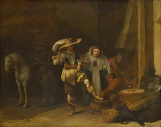 En mand og en kvinde i en staldgård, 1630