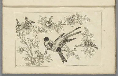 To fugle på en blomstrende gren Kinesiske blomster og fugle (serietitel)