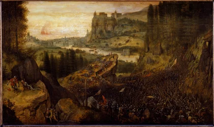 Slag mellem filister og israelitter: Saul og hans væbner bliver kastet på deres sværd. (maleri