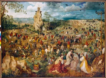 Kristus bærer korset (Carrying the cross). Maleri af Pieter Bruegel (eller Breugel eller Brueghel eller Breughel) førstnævnte (1525-1569). 1564. Olie på træ. Mål: 1,24 X 1,70 m. Wien, Kunsthistorisk Museum.