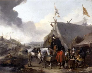 Kavalerister ved en militærlejr
