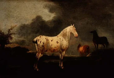 Landskab med en plettet grå hest, ca. 1670 (olie på panel)