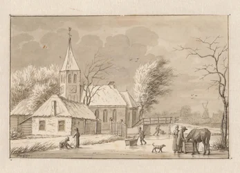 Vinterudsigt ved en kirke