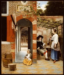 Gårdspladsen i et hus i Delft, 1658