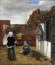 Hooch, Pieter, de (1629-1684) A Woman and her Maid in a Courtyard Olie på lærred ca 1661 National Gallery, London 73,7x62,6