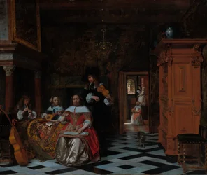 Portræt af en familie, der spiller musik, 1663.