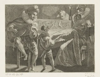 Selskab, der laver musik ved fakkel, ca. 1600