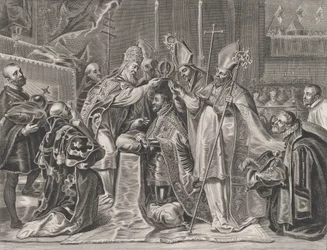 Plade 24: Charles V kronet til kejser af paven, fra William Becanus