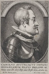 Portræt af Karl af Østrig, Infante af Spanien, i profil til højre, ca. 1650.