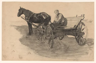 Hest og vogn med nogen i