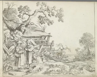 Landskab med en bonde og hans kone Landskaber med figurer (serietitel) Mirror of Nature og School of Drawing (...) (serietitel)