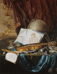 Stilleben med musikinstrumenter, 1650.