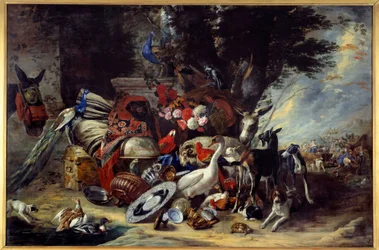 Dyr og redskaber sagde også Jakobs afgang til Mesopotamien-maleriet af Pieter Boel (1622-1674)