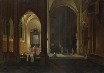 En aftengudstjeneste i en kirke, 1649