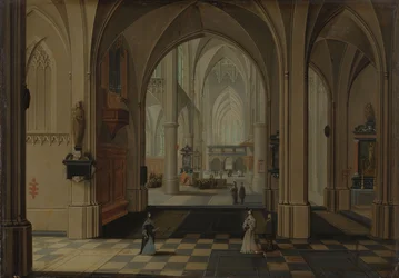 Interiør af en imaginær gotisk kirke