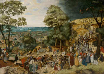 Kristus bærer korset af Brueghel, Pieter, den yngre (1564-1638). Olie på træ, mellem 1598 og 1620, Dimension: 120x170. Bonnefantenmuseum Maastricht