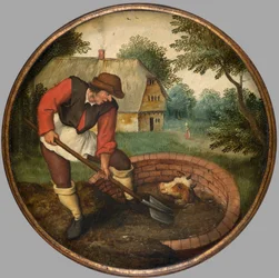 Det er for sent at fylde brønden efter kalven er druknet, ca. 1594 (olie på panel)