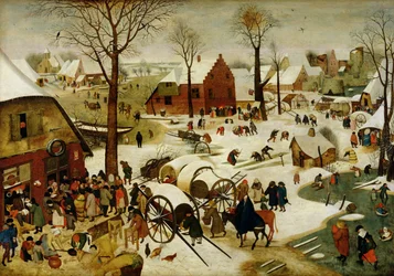 Folketællingen i Betlehem (olie på panel)