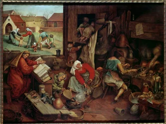 Alkymisten. Maleri af Pieter den Yngre, kaldet Brueghel d