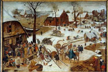 Betalingen af skillingen eller denombrementet et Bethlehem-maleri af Pieter the Jeune dit Brueghel d