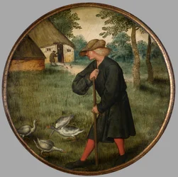 Hvem ved, hvorfor gæs går barfodet?, ca. 1594 (olie på panel)