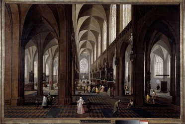 Indvendig udsigt af katedralen i Antwerpen Maleri af Pieter Neefs the Jeune (1620-1675)