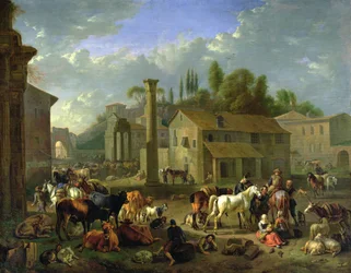 Soldater hviler i en landsby, ca. 1697 (olie på lærred)