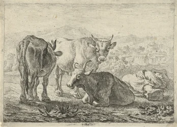 Tysk: Drei Rinder und ein schlafender Hirte
Fransk: Les boeufs
Tre kvæg og en sovende hyrde