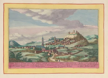 Udsigt over stedet Vélez-Málaga i Andalusien Vélez Mallaga, en by Granade, i bjergene, ikke langt fra havet, under Mallaga (titel på objektet) Theatrum Hispaniae (...) (serietitel)