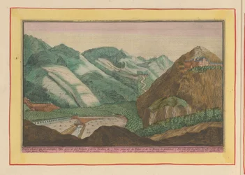 Udsigt over de mauriske kongers palads og haver i Granada. De mauriske kongers gamle slot og palads i Granada ved siden af lysthaverne (titel på genstanden). Theatrum Hispaniae (...) (serietitel)
