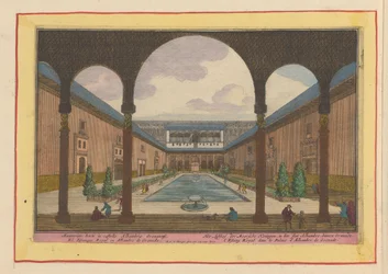 Gård i Alhambra i Granada. De mauriske kongers lysthave i Alhambra-slottet inden for Granada (titel på genstanden). Theatrum Hispaniae (...) (serietitel)