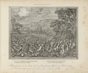 Abraham bevrijdt Lot Hjælp til et godt sind (titel på objekt) De hellige emblemer og begge testamenters hovedhistorier (Oude Testamente) (serietitel) Billeder og figurer af bøger (serietitel)