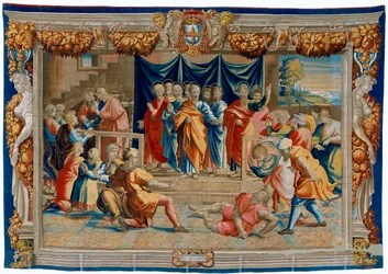 Tapet fra det syttende århundrede, der forestiller Ananias død