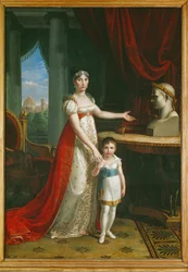 Elisa Bonaparte, søster til Napoleon I, storhertuginde af Toscana, med sin datter Napoleone-Elisa ...