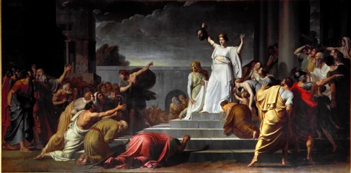 Judith viser det halshuggede hoved af Holoferne til folket maleri af Pietro Benvenuti (1769-1844) 1796 Søn. 417x821 cm Napoli, Museo di Capodimonte