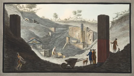Tidlige udgravninger ved Herculaneum, hvor Sir William var aktiv med støtte fra monarkerne, fra 