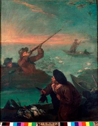Andejagt i lagunen Maleri af Pietro Longhi (1702-1785) 1765-1770 Søn. 61x49,5 cm Venedig Pinacoteca Querini-Stampalia