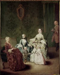 Portræt af Sagredo-familien. Maleri af Pietro Longhi (1702-1785)