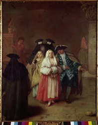 The New World - Maleri af Pietro Longhi (1702-1785), olie på lærred, 61x49 cm, ca. 1756. Venedig, Querini Stampalia Foundation