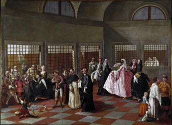 Klosterets salon. Maleri fra Pietro Longhis (1702-1785) kreds, 1750, mål 96 x 131 cm, Ca