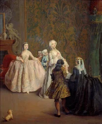 Præsentationen Maleri af Pietro Longhi (1702-1785) 1700-tallet søn. 0,64x0,5 m