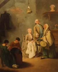 Sælgeren af bussolai (venetianske slik), af Pietro Longhi (1701-1785)
