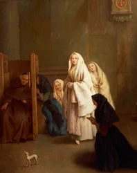De syv sakramenter: Bekendelse, af Pietro Longhi (1701-1785), olie på lærred, 61x50 cm, før 1755-57,
