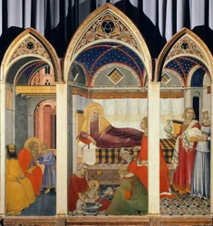 Jomfruens fødsel, af Pietro Lorenzetti (ca 1280-ca 1348)