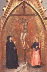 Korsfæstelsen med Jomfru Maria og Johannes teologen, ca. 1330 (tempera på panel)