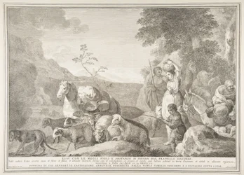 Esau og hans familie skiller sig af med Jakob Esau med hans hustruer sønner og stoffer sepa ..., 1743-63.