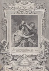 Josef og Potifars kone, inden for en udsmykket ramme, 1739.