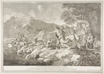 Miraklet med det bitre vand fik søde Il Miracolo delle Acque Bare Mutate i Dol ..., 1743-63.
