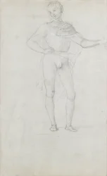 En undersøgelse af en figur i en tilbedelse af magi (sort kridt)