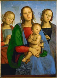 Madonna og barn med de hellige Rosa og Katarina (maleri på poppeltræ)